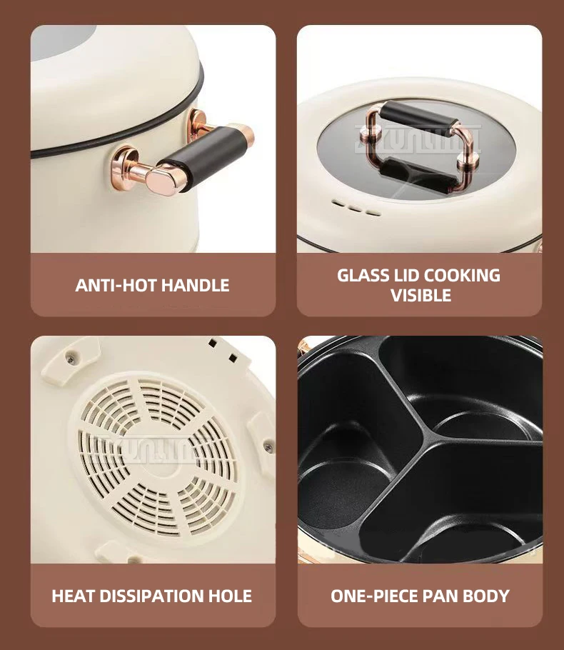 Olla caliente eléctrica de 5L, Cocina eléctrica de alta potencia con 3 sabores diferentes, Cocina Ollas Y Sartenes Ofertas