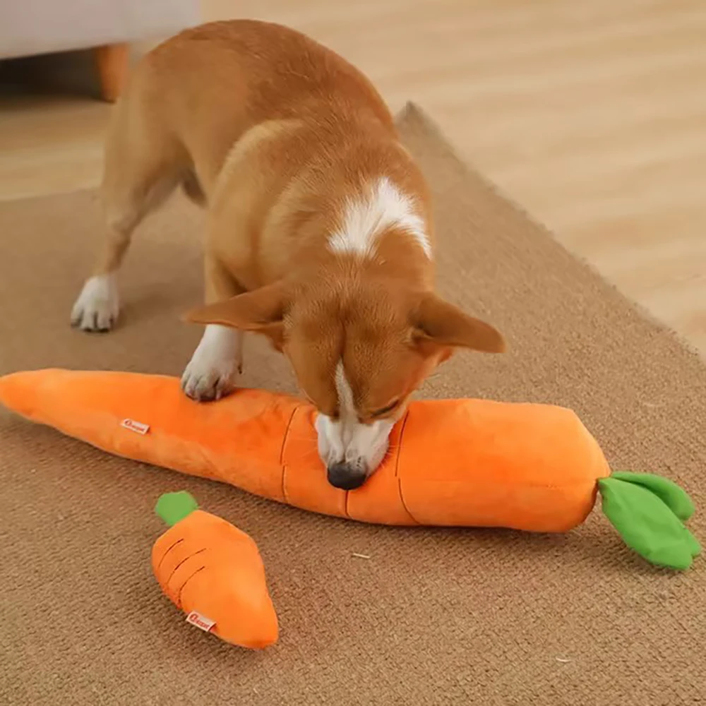 Madden Dog Toy Pet Carrot Plush Toy Vegetable Chew Toy for Small Medium Large Dogs Pet Sound Playing Toy Dog Accessories