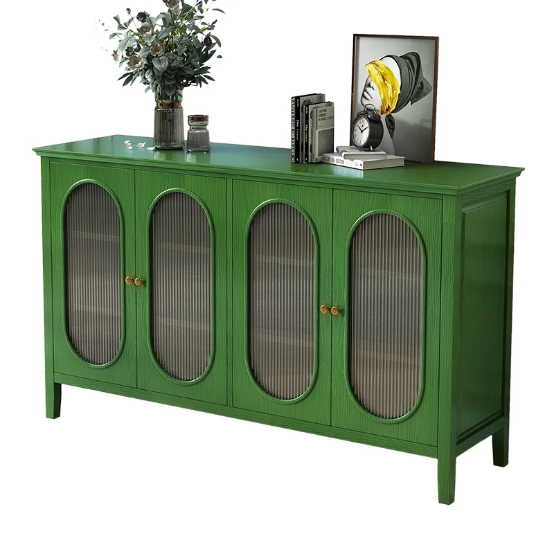 

Solid wood dining side cabinet American medieval small apartment simple storage light luxury retro French locker