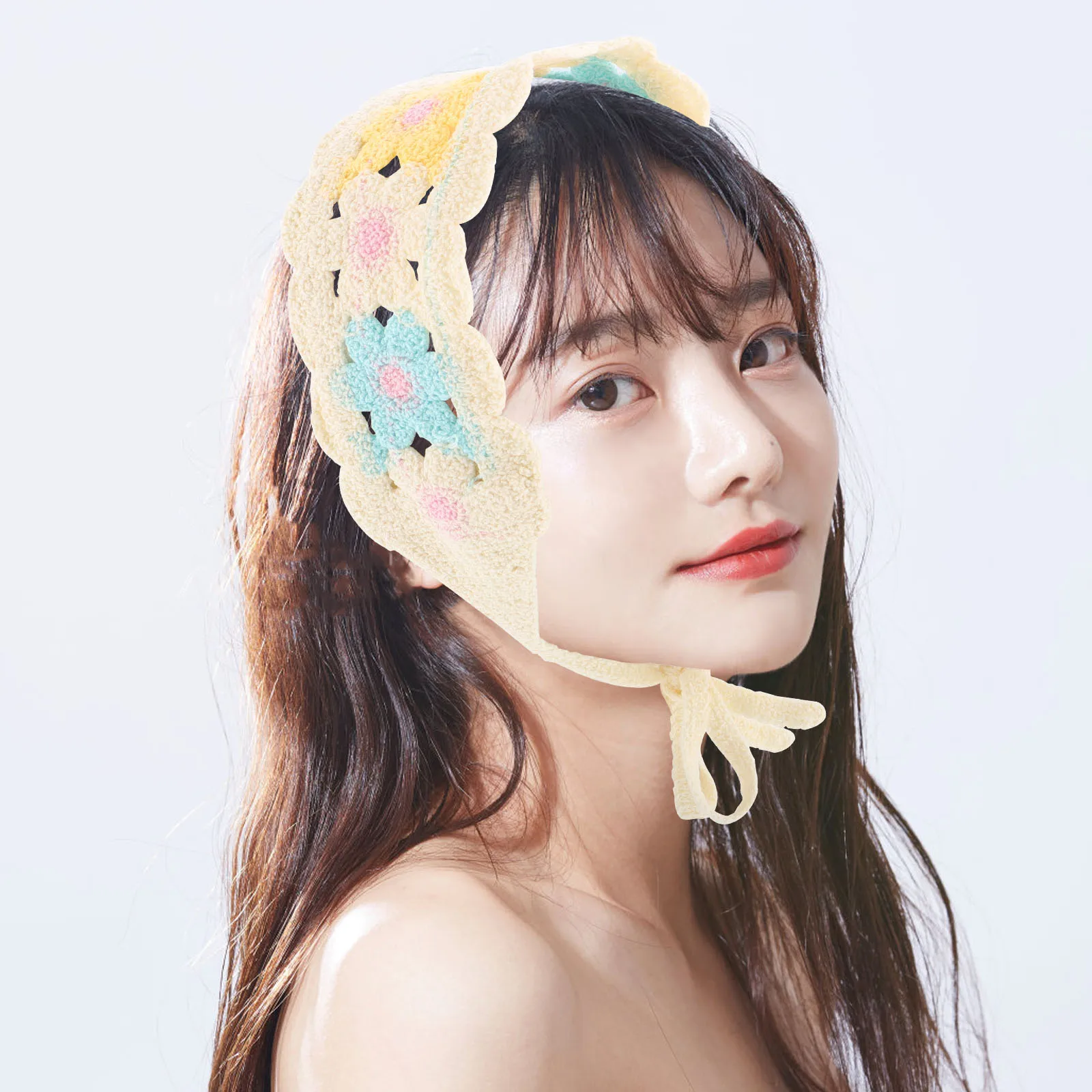 

Pastoral Style Headscarf Scarves Women Floral Headband Lightweight Triangle Bandana Hair Wrap Travel Outdoor Parties