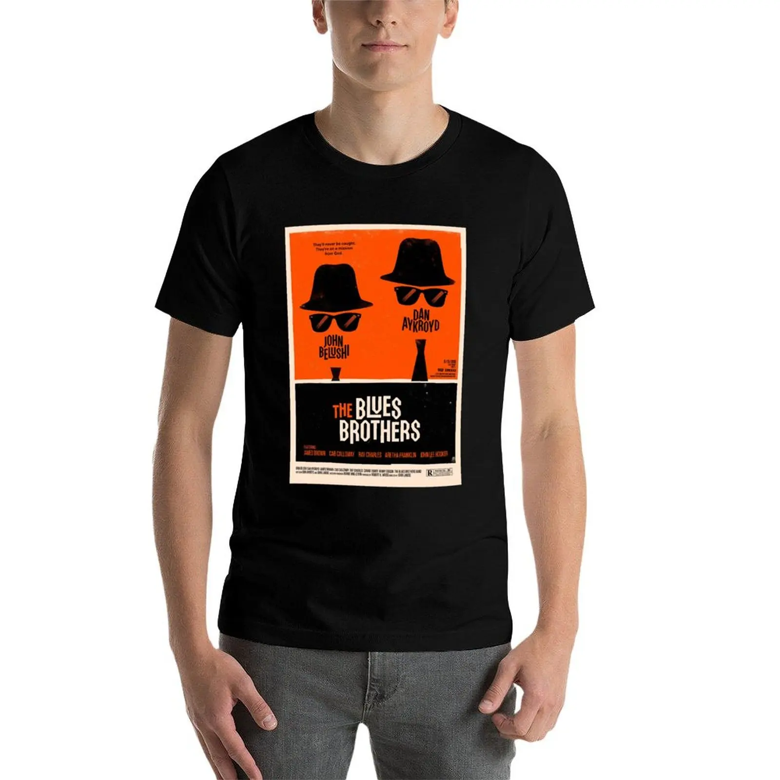 Picture 4: Blues Brothers Poster T-Shirt Basic Plain Short Sleeve Crew Neck Tee