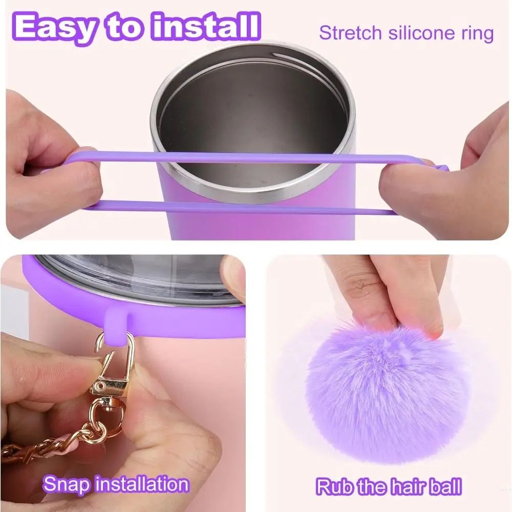 8/9 pièces d'accessoires roses pour gobelets : couvre-pailles en silicone, couvre-pailles nœud papillon et breloques perles