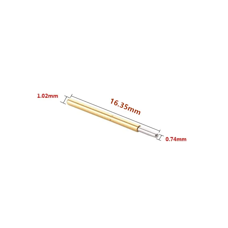 100PCS P75-J1 Spring Test Probe Pogo Pin 1.3mm Round Head Gold Plated  Dia 0.74mm Length 16.5mm PCB Test