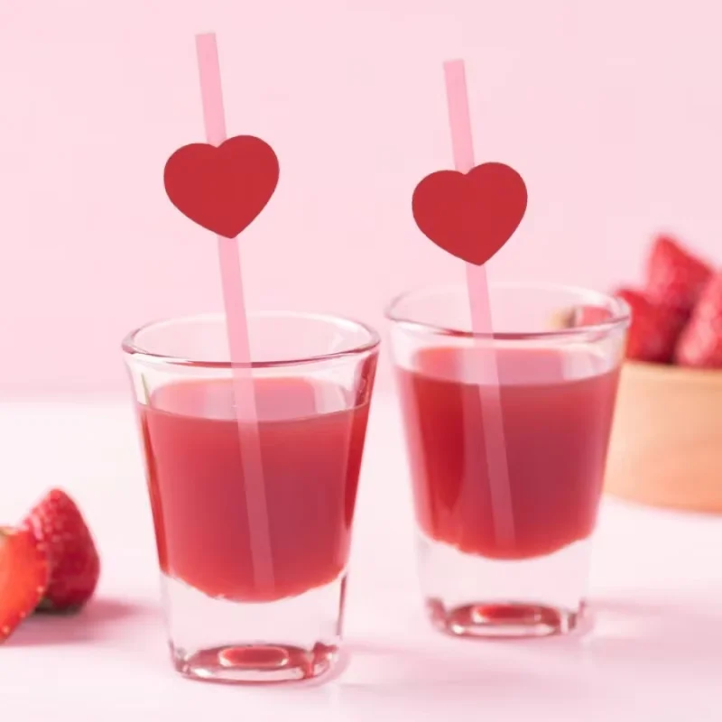 10/20pcs Heart Paper Straws for Wedding Proposal Engagement Anniversary Birthday Party Coffee Juice Cocktail Red Pink Straws