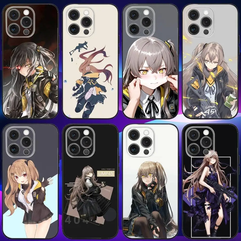 

Girls F-Frontline U-Ump45 Phone Case For iPhone 16e,16,15,14,13,12,11,Pro,X,XS,Max,XR,Plus,Mini Soft Black Cover