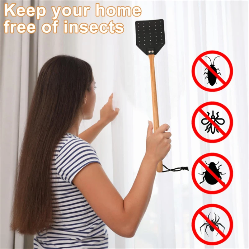 1pc Leather Fly Swatter Long Handle Home Handheld Fly Swatter Ergonomic Handle Fly Swatter Durable Outdoor Portable Fly Swatter