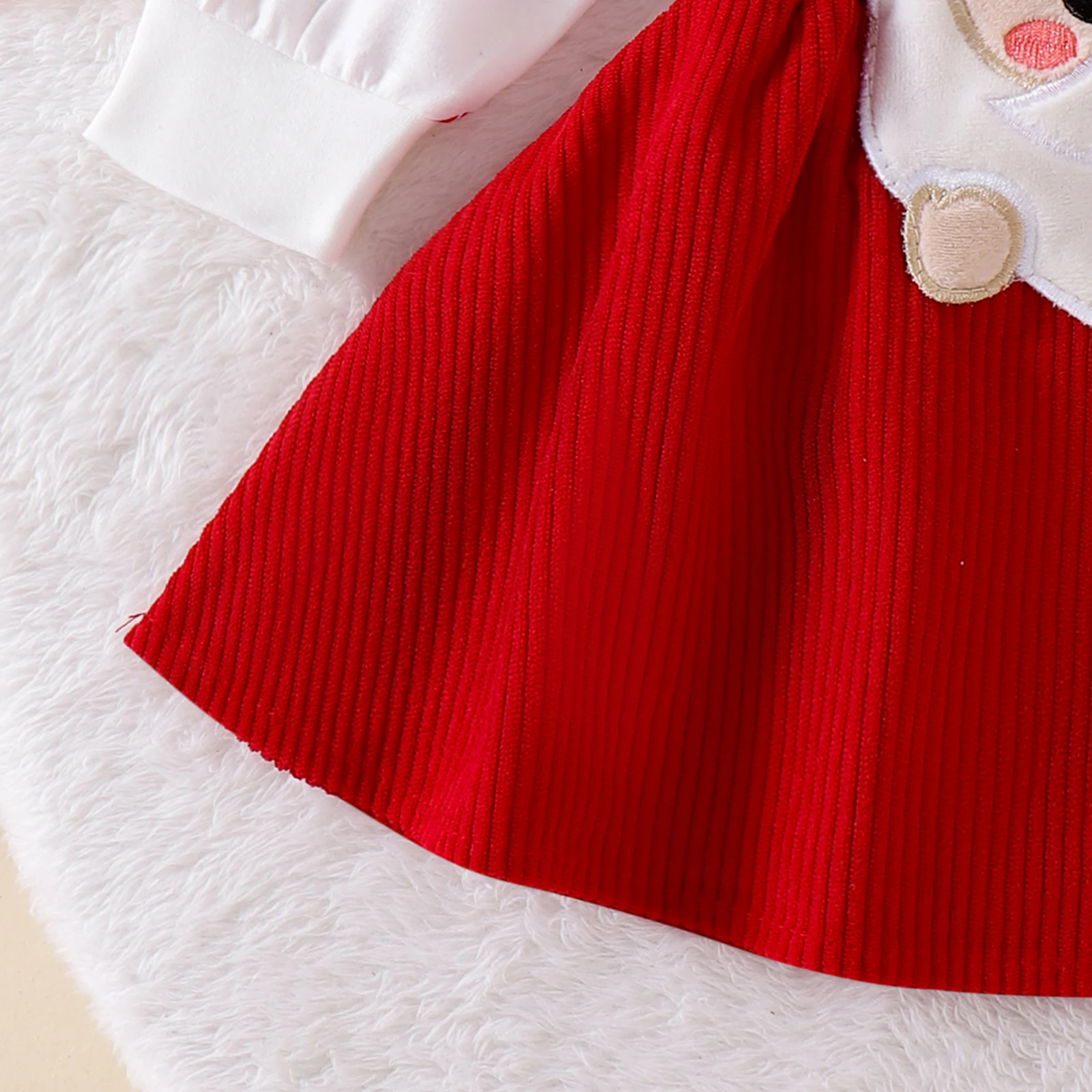 Baby Girls 3PCS Skirt Sets Long Sleeve Romper Santa Claus/Ghost/Turkey Embroidery Suspender Skirt Headband Sets image 5