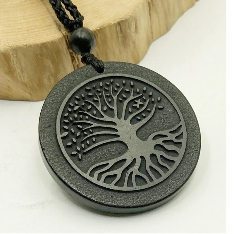 

Tree of Life Shungite Necklace Pendant Great for Chakra Balance Authentic Shungite from Russia