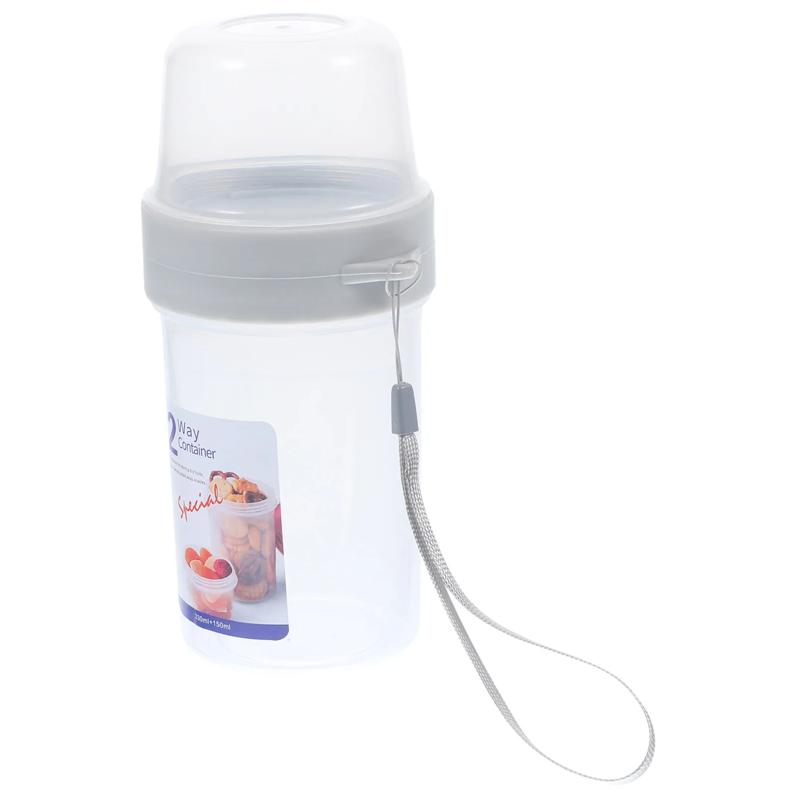 Double Layer Portable Breakfast Cup Fruit Oatmeal Container with Lanyard Reusable Sealed Food Storage Box for Office School - view 6