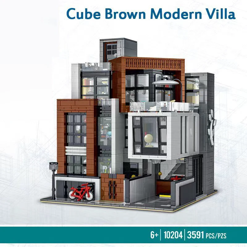 CUBE Modern Villa,HEA-ON-JEA Korean style Villa House Buildings Sets, Gift City Apartment Model Modular Buildings Blocks 3433PCS
