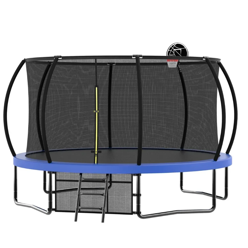 

Trampoline, 14FT Recreational Kids with Safety Enclosure Net & Ladder, Outdoor Recreational, Trampolines