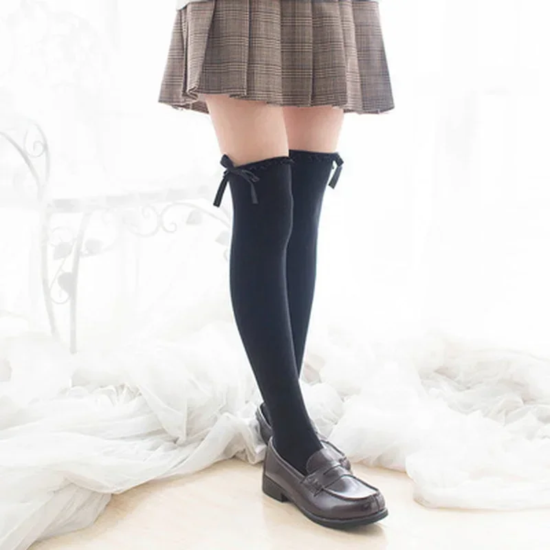 애니메이션 코스프레 코스튬 로리타 메이드 걸스 레이스 허벅지 높은 양말, 무릎 다리 위 따뜻한 레깅스, 섹시한 코튼 스타킹 액세서리
