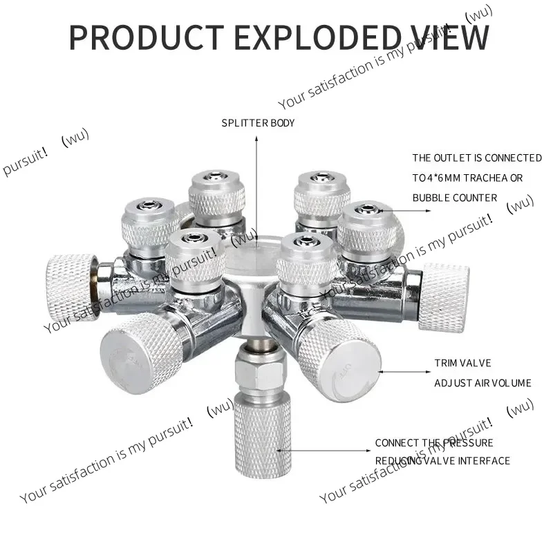 Stainless Steel Aquarium Multi Way CO2 Distributor Splitter Needle Valve, Check Valve Bubble Counter for Solenoid Regulat