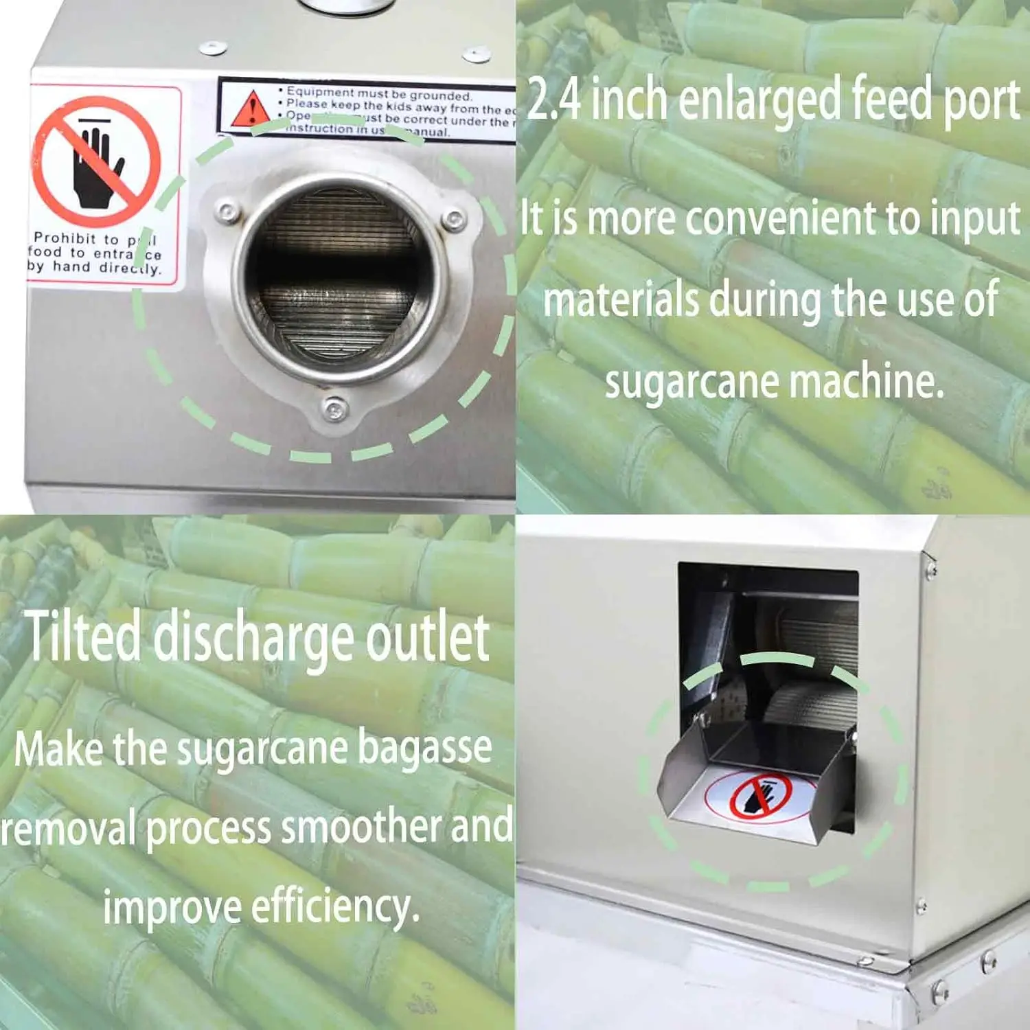 عصارة ضغط الزنجبيل اليدوية المصنوعة من الفولاذ المقاوم للصدأ مع 3 بكرات، عصارة ضغط قصب السكر التجارية مع ملعب قصب السكر