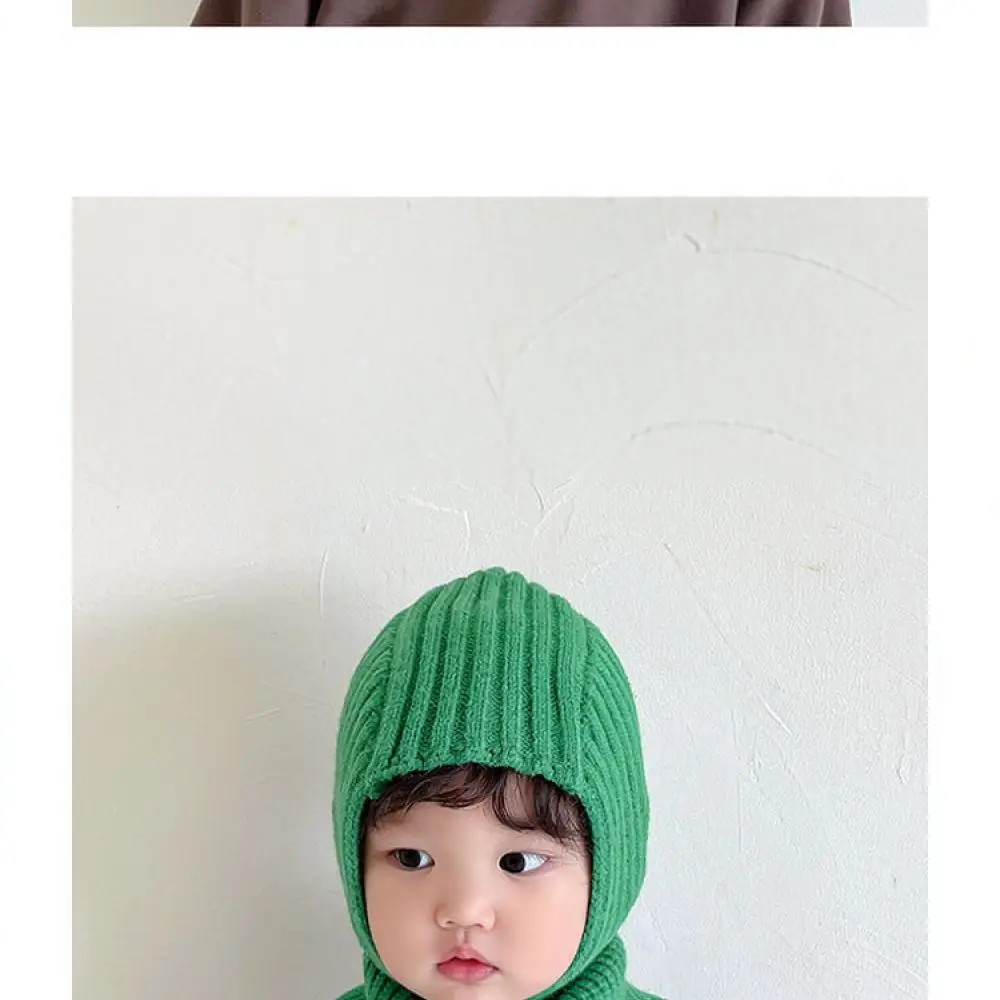 Toddler Winter Knitted Hat Scarf Combo Warm Hooded Beanie Children Neck Protection Cap Boys Girls Soft Comfort Fashion Headgear