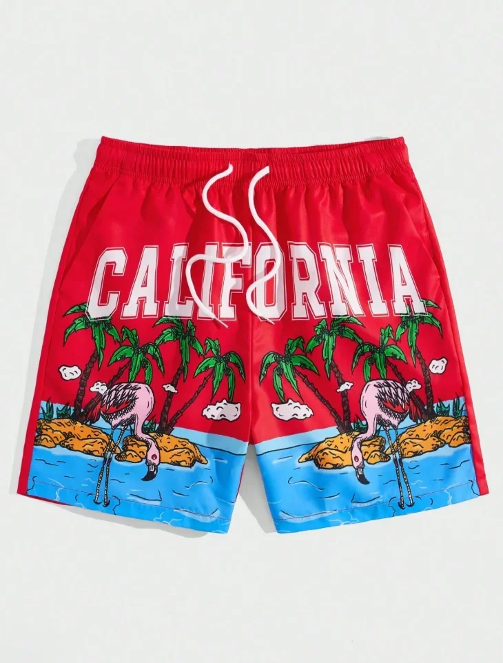 

2025 мужские шорты со страусиным принтом для фитнеса, пляжа, повседневного отдыха, спорта, дышащие, быстросохнущие, впитывающие пот, мужские шорты на шнурке