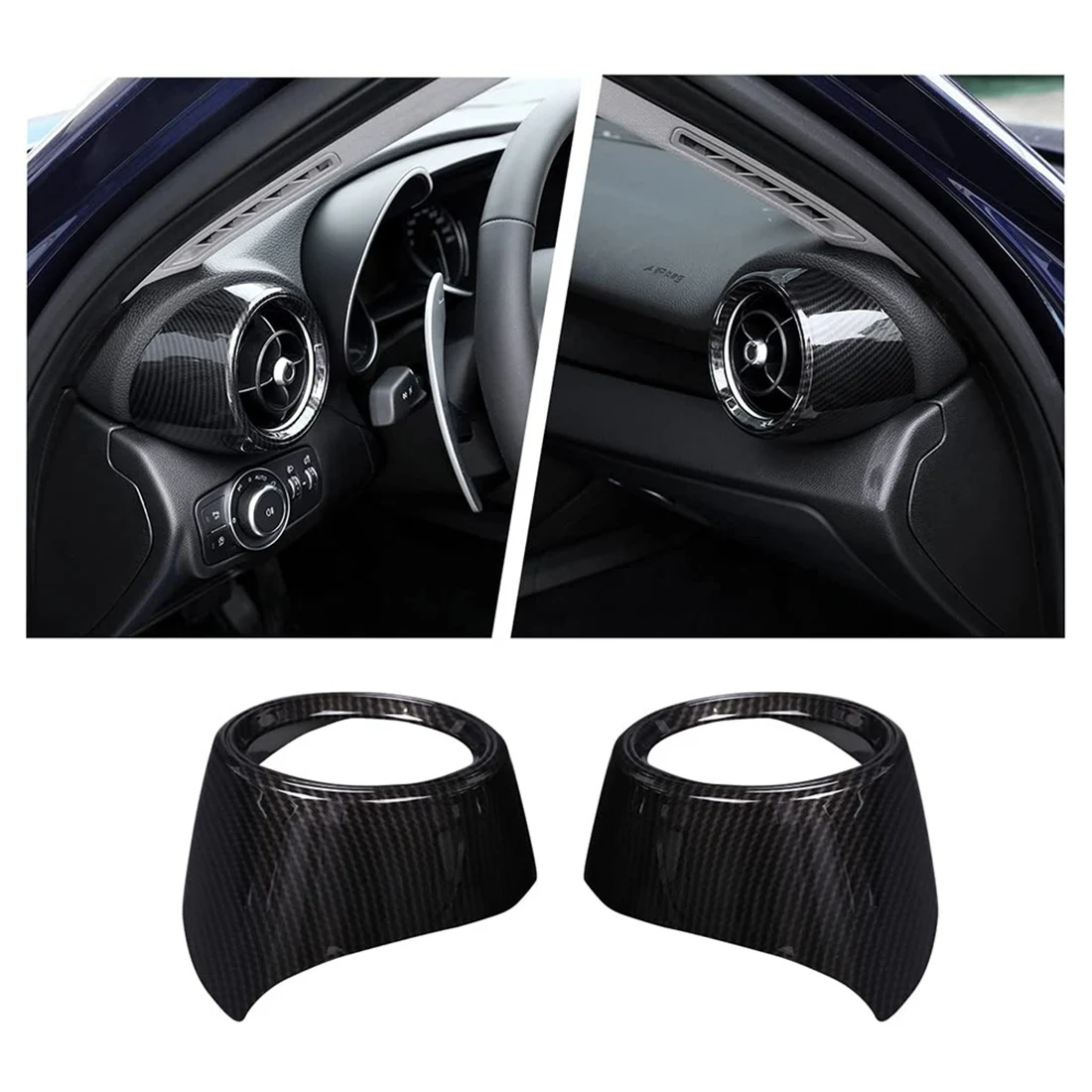 Front Side Air Conditioning Vent Outlet Cover Frame Trim Accessories for Alfa Romeo Giulia 2017-2020, ABS Carbon Fiber