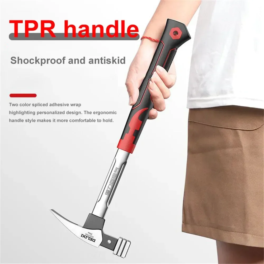 Multifunctional Hammer DELIXI Genuine Fiber Claw High Carbon Steel Hammer Handle Woodworking Nail Pulling and Hammering Tools