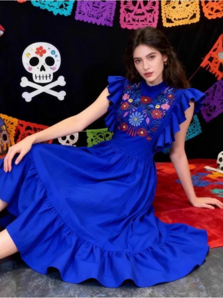 Women Embroidery Pin Up Party Long Maxi Dress 2026 Retro Robe 60s 50s Vintage Rockabilly 1960s 1950s Swing Dress Vestidos