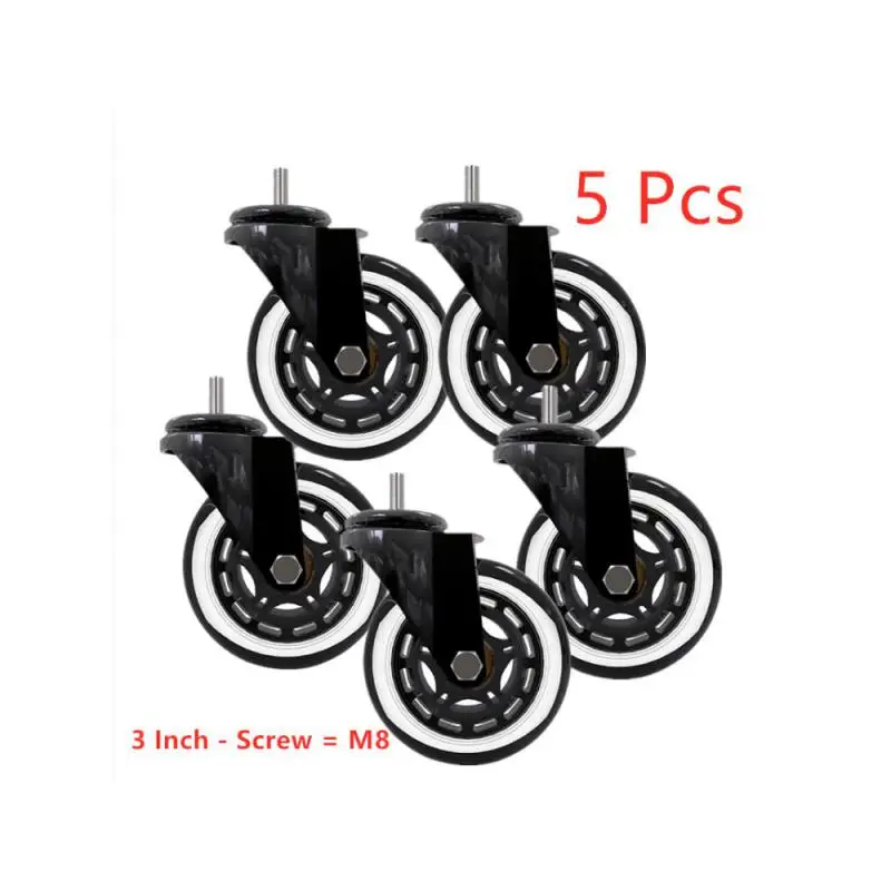 

5 Packs 3-inch Pu Screw Roller Ice Wheel Electrophoresis Entertainment Equipment Scooter Universal Mute Caster