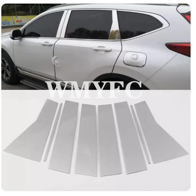 Car Styling Stainless Steel Window Trims Center Pillars B + C Pillar Covers 6Pcs Fit For Honda CRV CR-V 2007 2012 2017 2018 2022