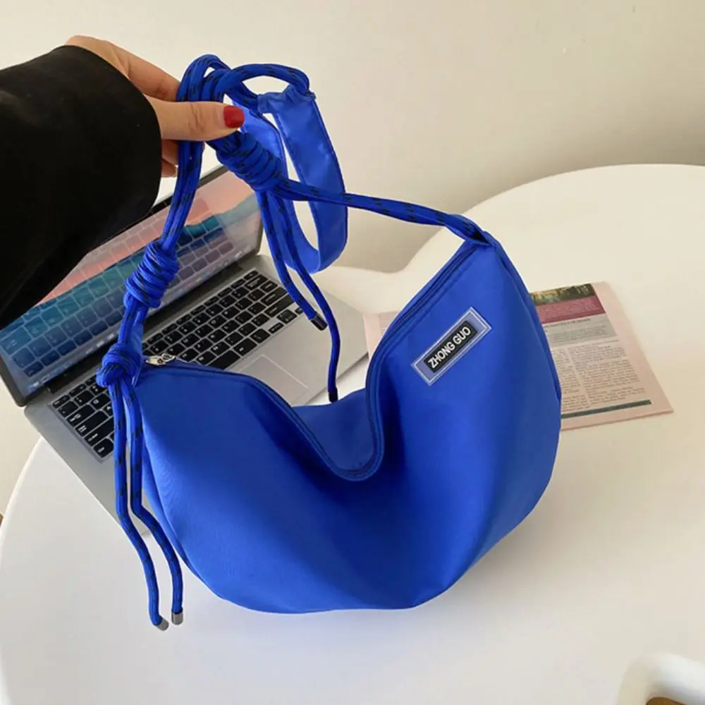 Bolso cruzado de nailon con forma de media luna, bandolera de hombro con cremallera de Color sólido, gran capacidad que combina con todo, para deportes y mensajes al aire libre