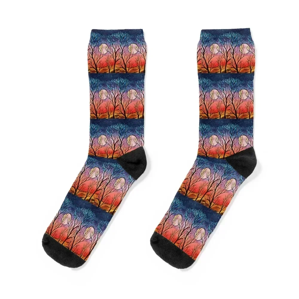 

Moonshine in Eerie Landscape Socks retro Thermal man winter cute custom Socks Women's Men's
