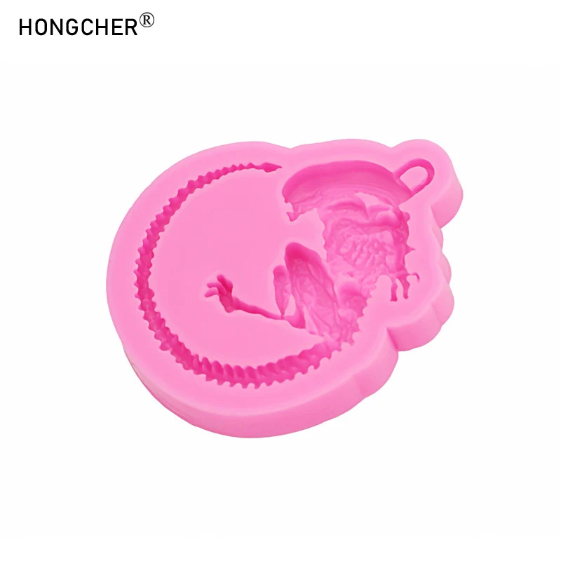Alien Alien Keychain Bag Pendant Silicone Mould Epoxy Resin Necklace Plaster Aromatherapy Decoration Silicone Drip Moulds