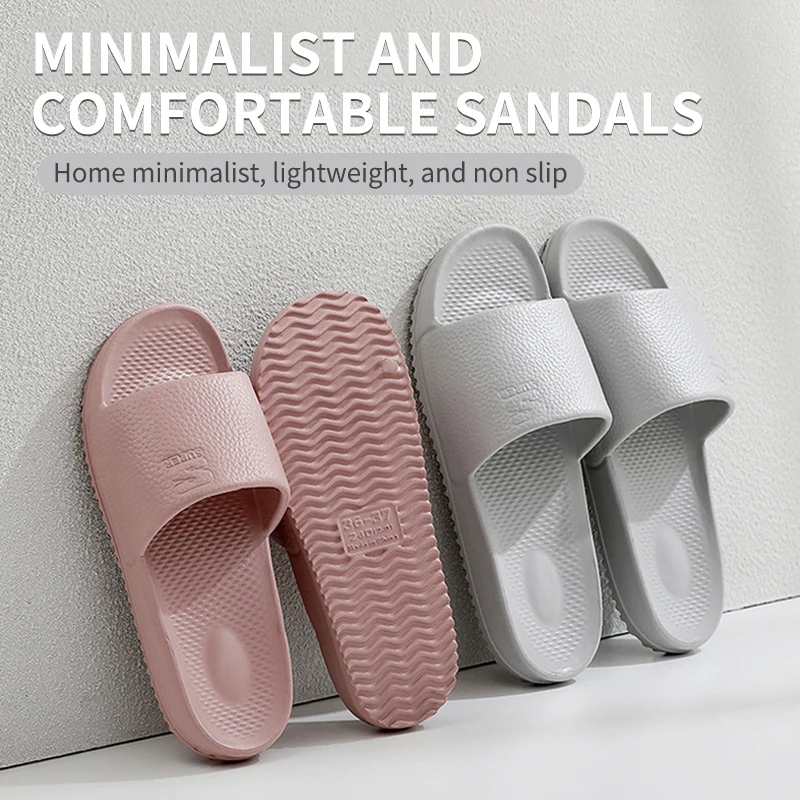 GUOLUOFEI Non-Slip Bathroom Slippers Women Men EVA Comfortable Cloud Slides Summer Solid Color House Shoes Man Slippers