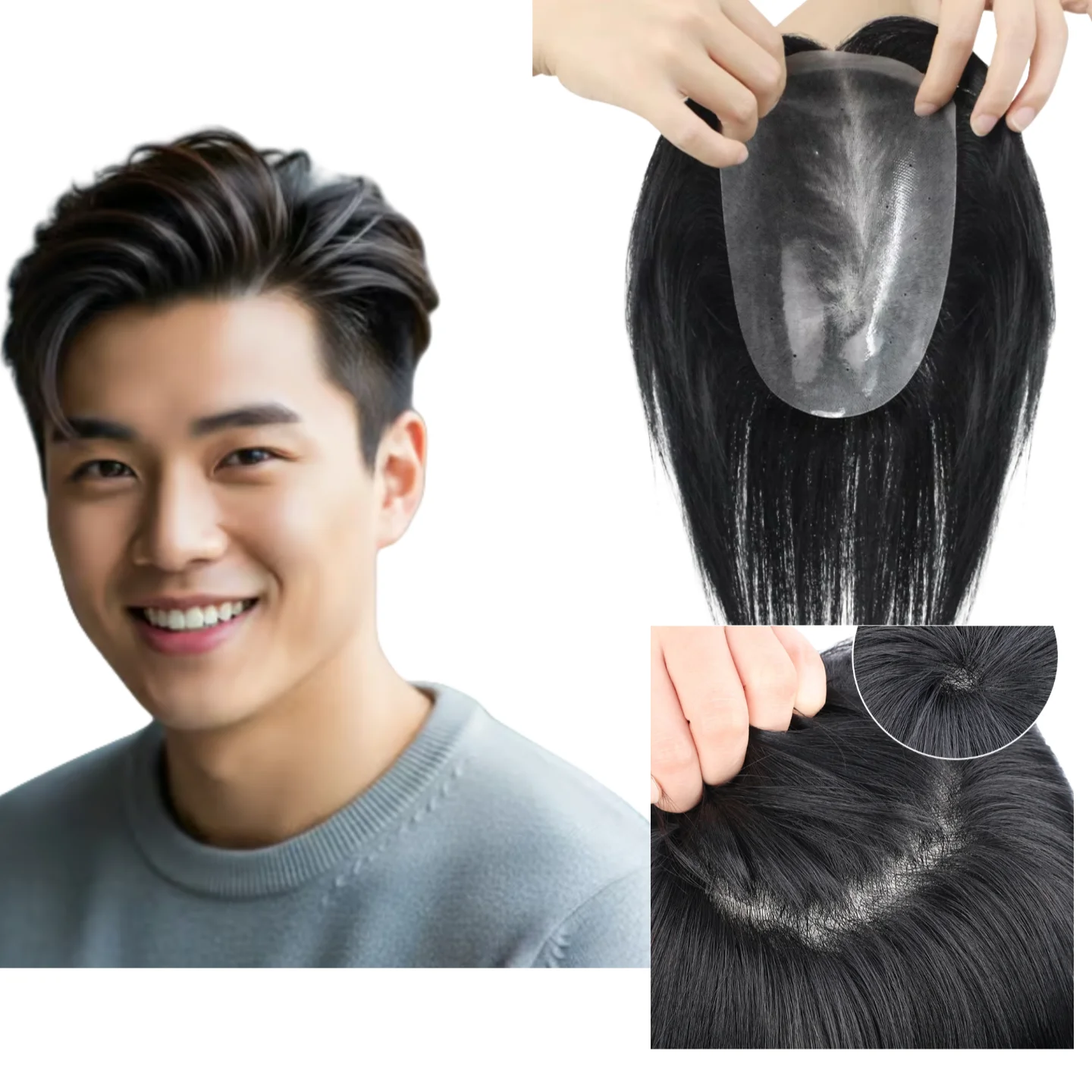 

Super Strong Skin PU Base Men Toupee 100% Human Hair Replacement System The Most Durable Base For Active Lifestyle