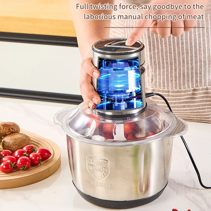 5L Electric Meat Grinders Multifunctional 304 Stainless Steel Food Crusher Vegetable Slicer Chopper Mincer Baby Food Processor