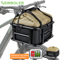 NEWBOLER Iron Large Capacity Bike Basket Rear Rack E-Bike Cargo Rack Bag Bike Baskets for Outdoor Travel Shopping Road Bike MTB