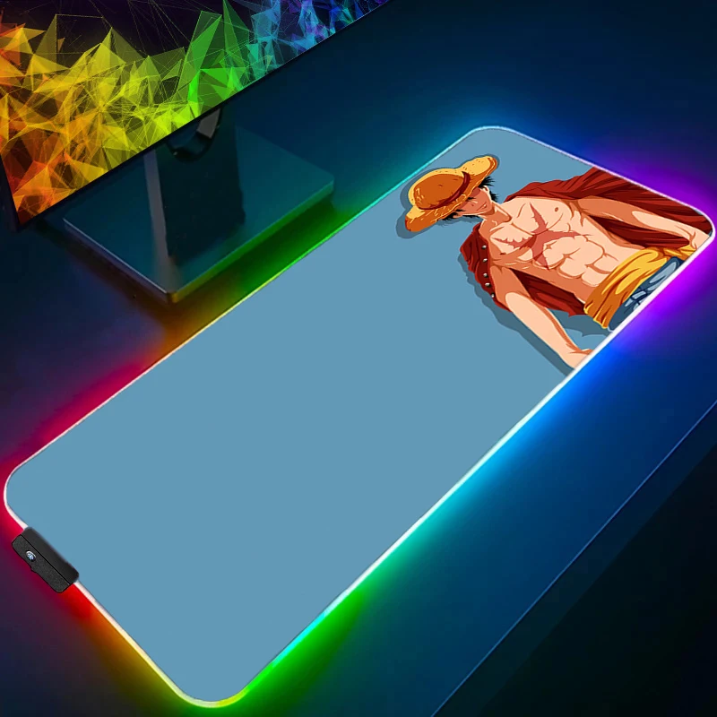 

Computer Backlight Mouse Pad one piece luffy 90x40cm RGB Gaming MousePad Large LED Gamer keyboard pad XXL Desk Mat tapis souris