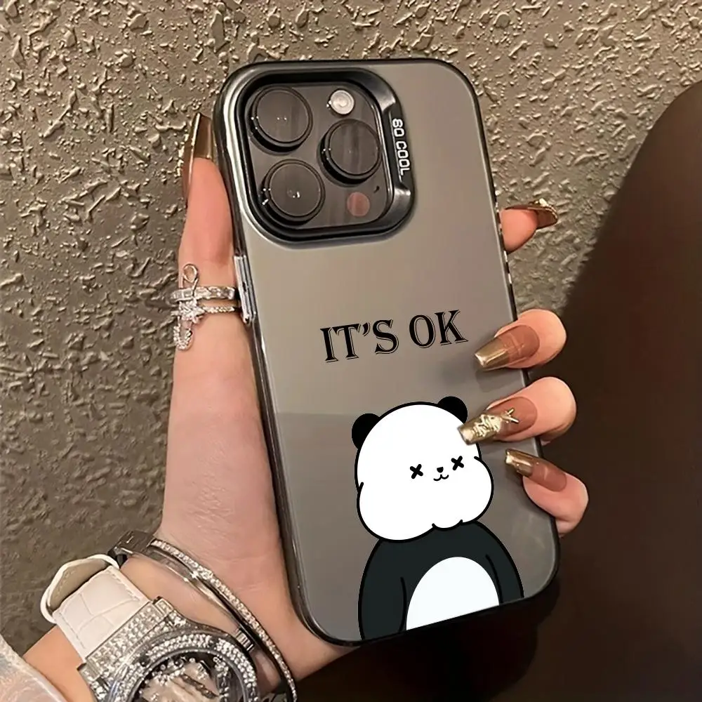 

Cute Bear It's OK Mobile Phone Case anti-fingerprint Phonecase for iPhone 16 15 14 13 12 11 Pro/ Max/Plus shock-proof rear cover