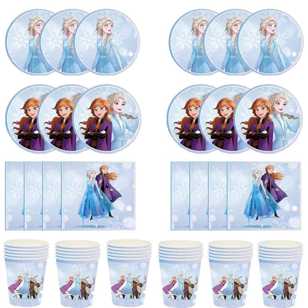 

Disney Frozen Happy Birthday Party Paper Disposable Tableware Set for 20 Guests Baby Shower Girl Favorite Party Decoration