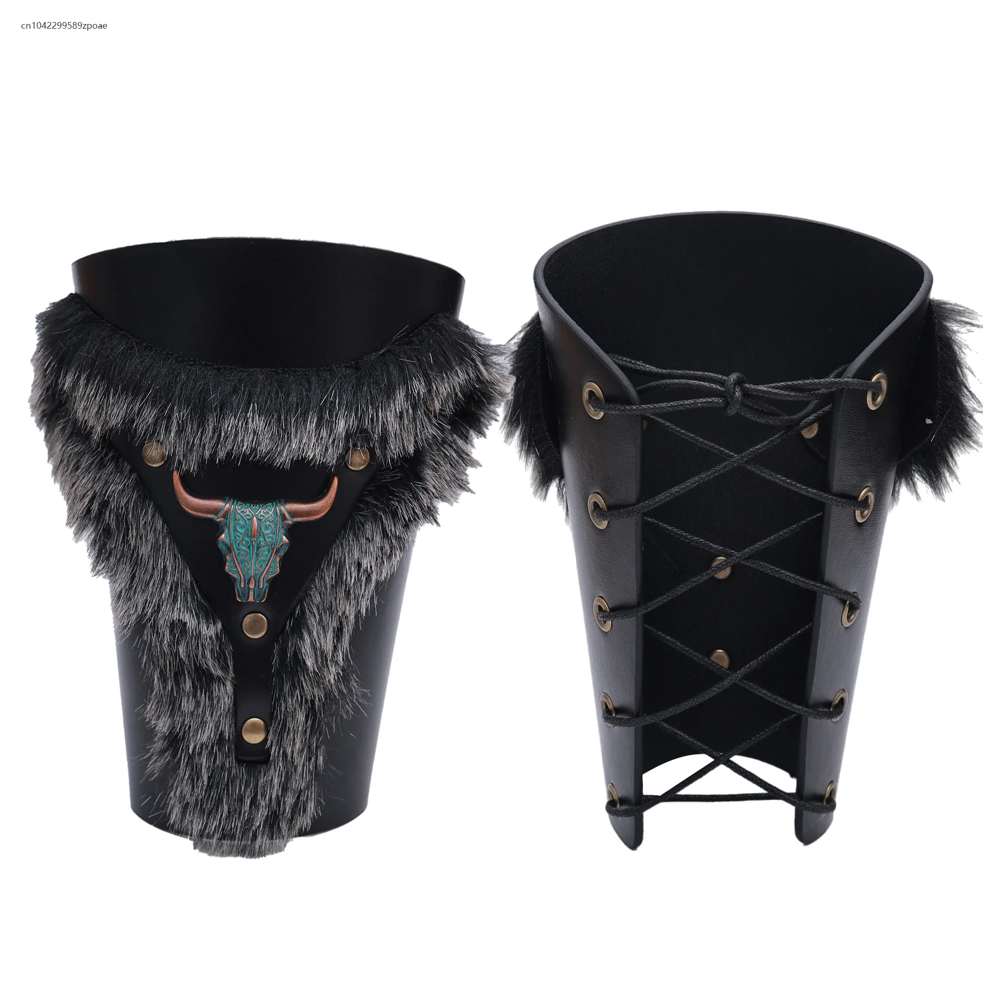 

Medieval Retro Renaissance Gothic Steampunk Wristband Bull Head Plush Leather Wristband Knight Cosplay Stage Costume Props 2025