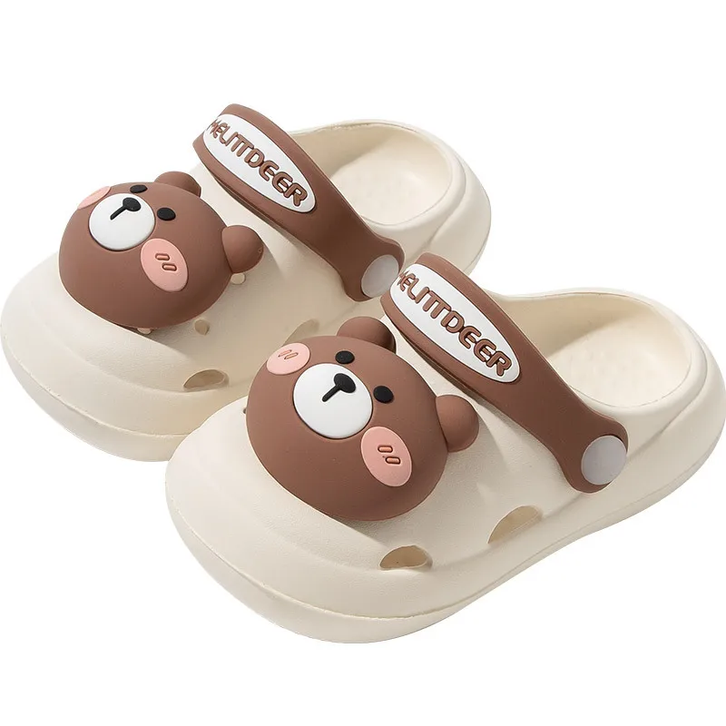 Summer Cute Cartoon Slippers, Bears, Outdoor Hole Shoes, Boys, Girls, Soft-soled Children's Slippers