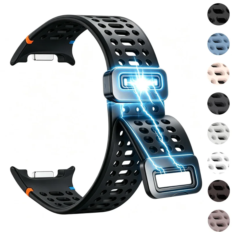 Breathable Silicone Band For Samsung Galaxy Watch 9 8 44mm 40mm Strap Sport Magnetic Bracelet Correa Galaxy Watch8 Classic 46mm