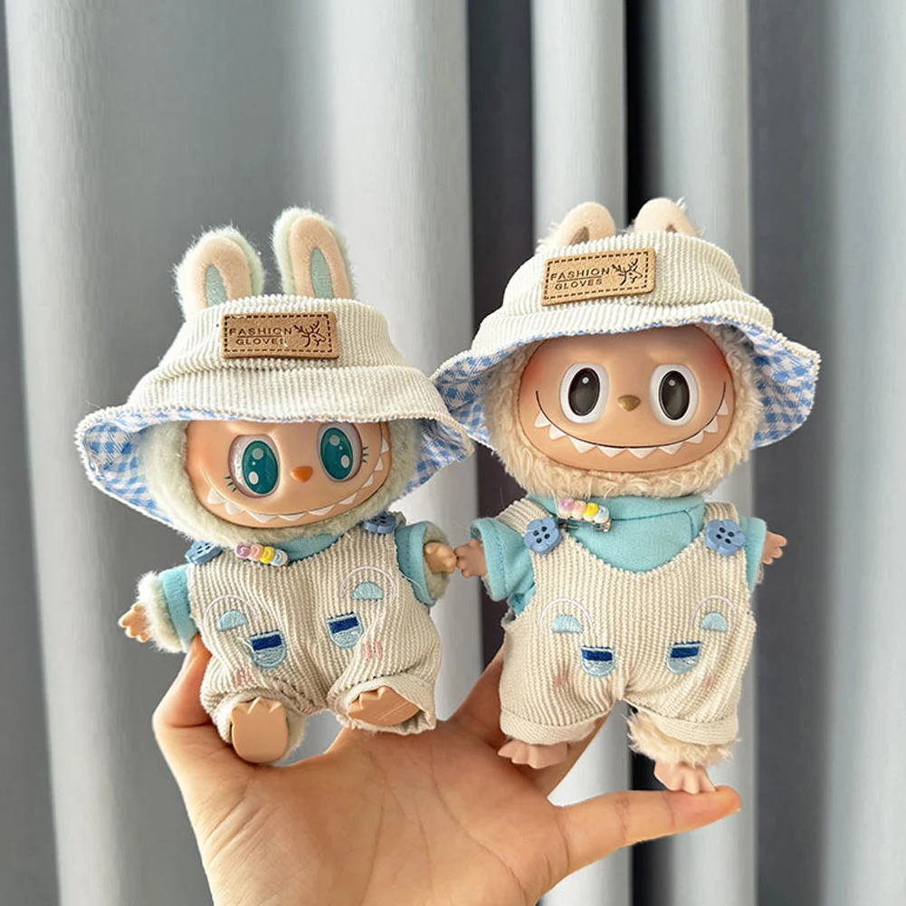 Mini Pluche Pop Kleding Outfit Accessoires Voor Korea Kpop Exo 15-17 cm Labubu Idol V1 V2 zwart overalls Kleding Gift