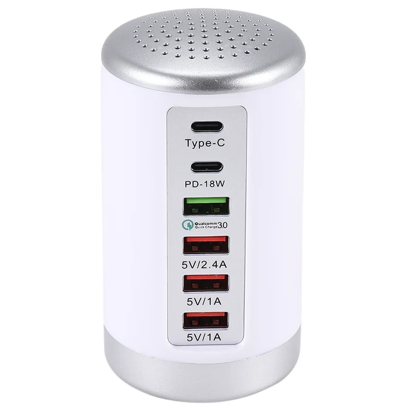 A003 65W USB Fast Charger HUB Quick Charge QC3.0 Multi 6 Port USB Type C PD Charger Charging Station US Plug