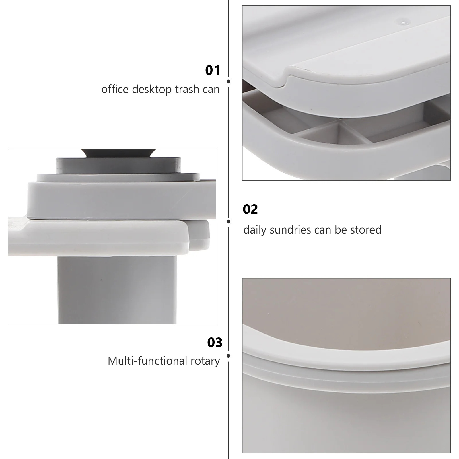 

1Pcs Rotatable Multi-Functional Trash Bin Sundry Storage Box ABS Waterproof Home Office Kitchen Bedroom Use Trash Bin