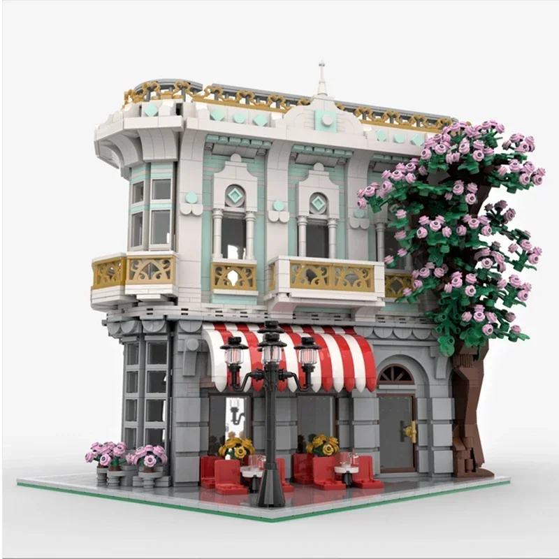 Moc blocos de construção modular vista rua igrejas tijolos técnicos diy montagem brinquedos construção para crianças presentes do feriado