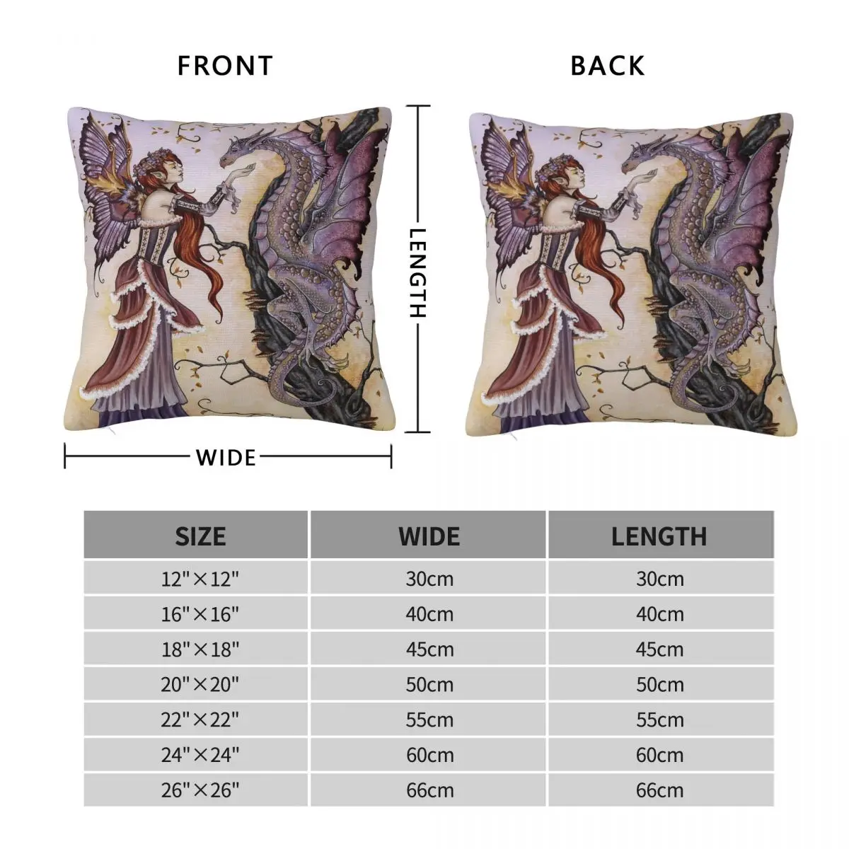 Fairy Dragon Charmer Pillowcase Polyester Linen Velvet Creative Zip Decorative Pillow Case Car Cushion Case