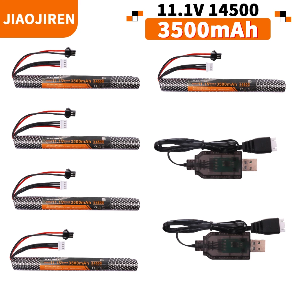 

11.1V 3500mAh 14500 Li-ion battery for Electric water Gel Ball Blaster Toys Pistol Eco-friendly Beads Bullets toys Air Gun parts