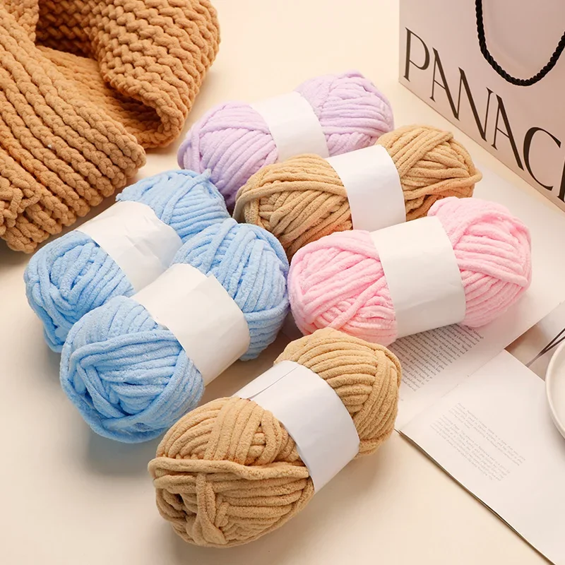 4pcs/50g Ice Strip Line Colorful Yarn Single Ply Medium Coarse Yarn For Hand Knitting Sweaters DIY Handmade Crochet Scarf Carpet