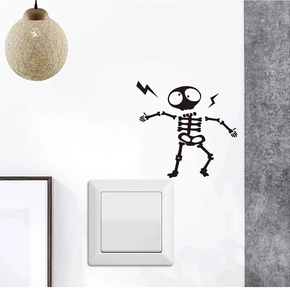 

Cartoon Electric Shock Lightning Alien Wall Sticker Living-room Bedroom Kids Room Switch Socket Home Decor Decal Wallpaper Poste