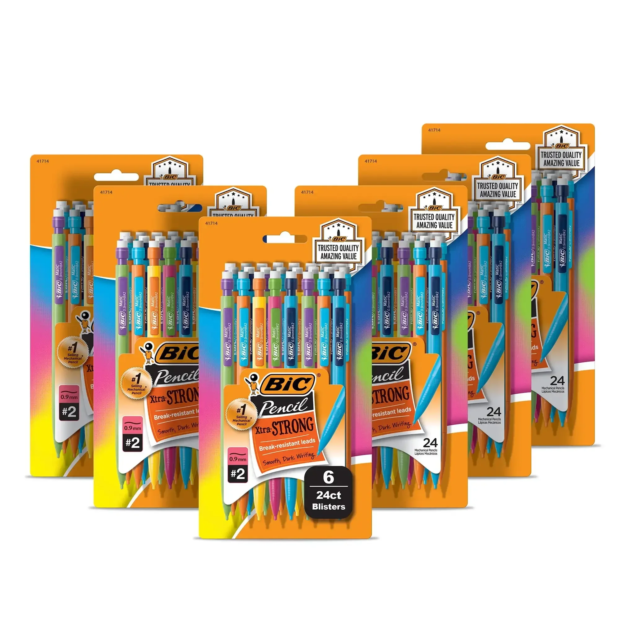 Lápices mecánicos de plomo de 0,9 mm de grosor BIC, paquete de 144 con borradores, resistentes a roturas para exámenes escolares y útiles de escritura de oficina