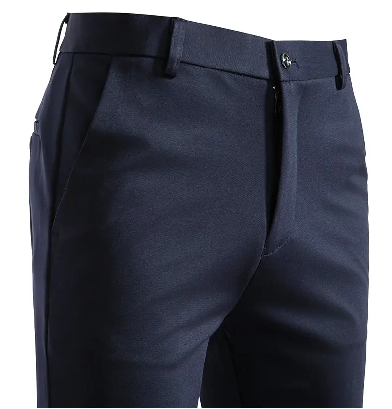 Herren Slim Fit Stickerei Anzughose Elastische Stretch Gerade Lässige Hose Männliche Business Formelle Lange Hose – Detail 2