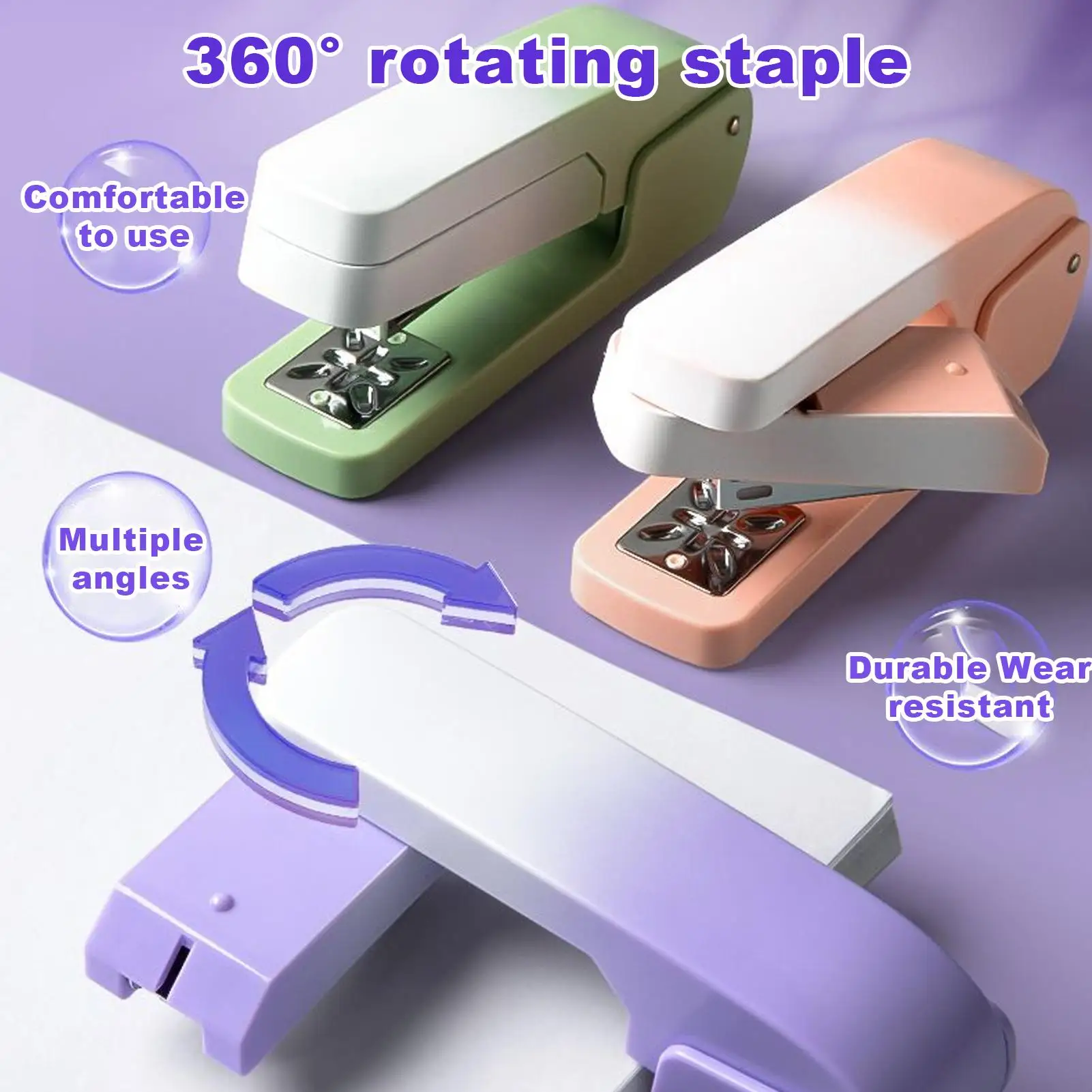 데스크탑 스테이플러 360도 회전 책 바인딩 스테이플러 20 시트 용량 멀티 앵글 스테이플링 기계 데스크 액세서리