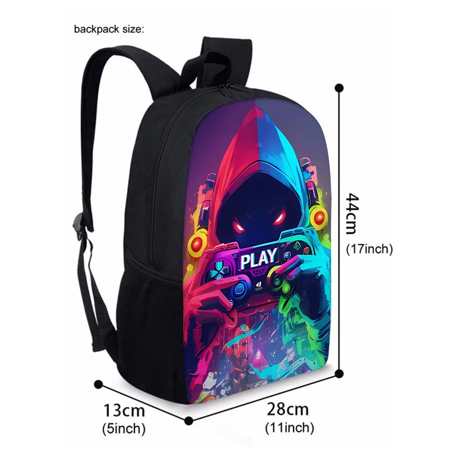 Cool GamePad Single Layer Backpack For Boy/Girls Children Best Gifts 2D Flat Cartoon Student School Bags